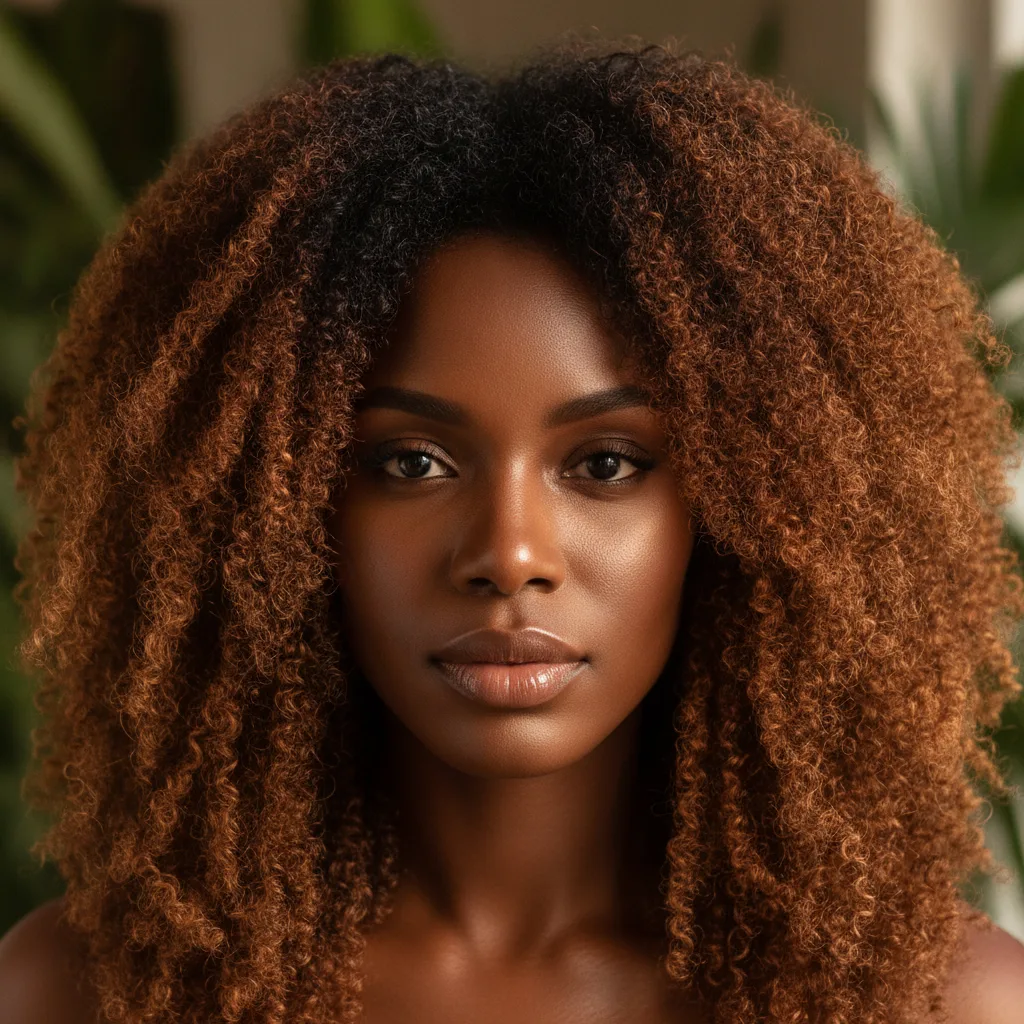 Woman with radiant, flourishing natural hair